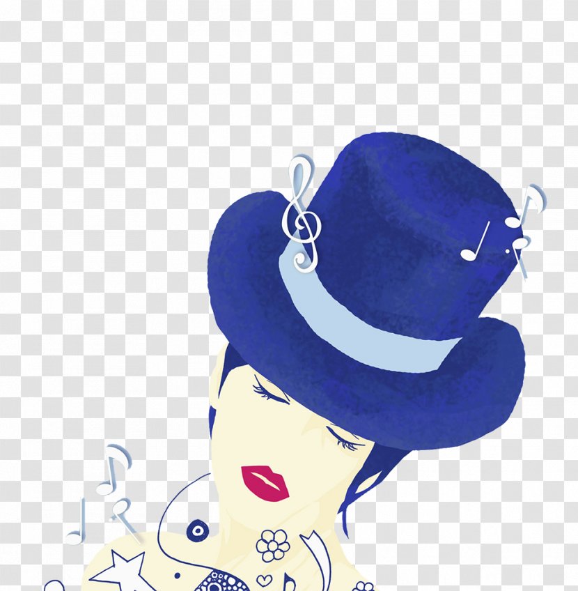 BlueHat - Costume Hat - The Fashionable Lady In A Blue Transparent PNG