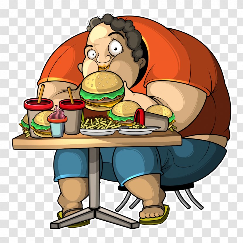 Obesity Eating Illustration - Food - Obese Man Transparent PNG