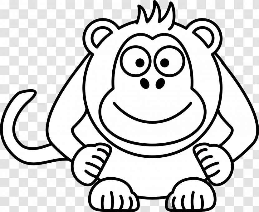 Cartoon Black And White Drawing Clip Art - Frame - Monkey Drawings Transparent PNG