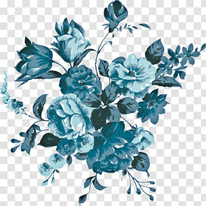 Flower Floral Design Clip Art - Blue Transparent PNG