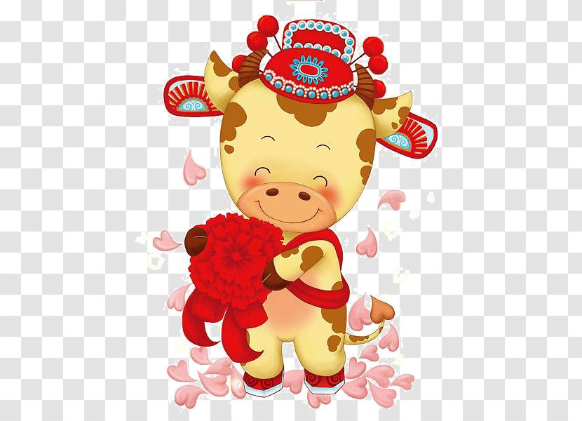 Baidu Tieba Cartoon Cattle - Flower - Cow Groom Transparent PNG