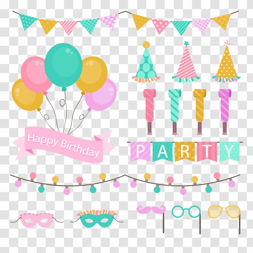 Party Hat Euclidean Vector Birthday Toy Balloon - Pattern Transparent PNG