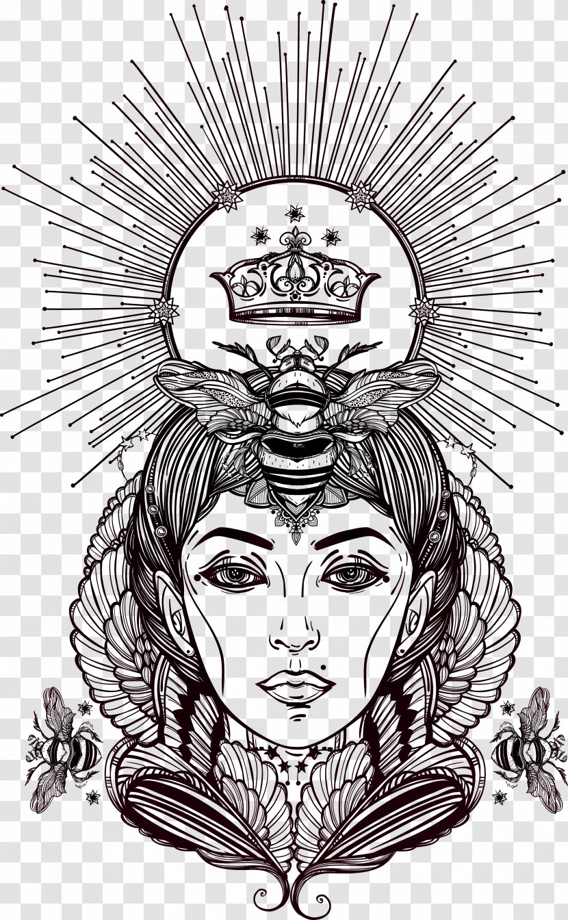 Queen Bee Female Illustration - Cartoon - Hand-painted Beautiful Goddess Transparent PNG