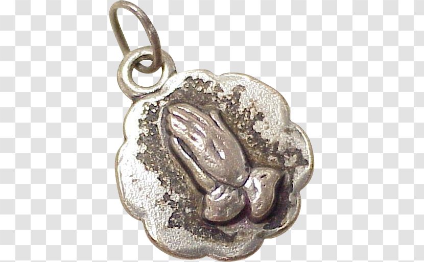 Locket Silver Jewellery - Sterling Cross With Praying Hands Transparent PNG
