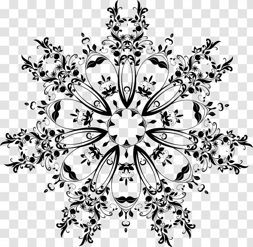 Flower Floral Design - Black - Snowflake Transparent PNG
