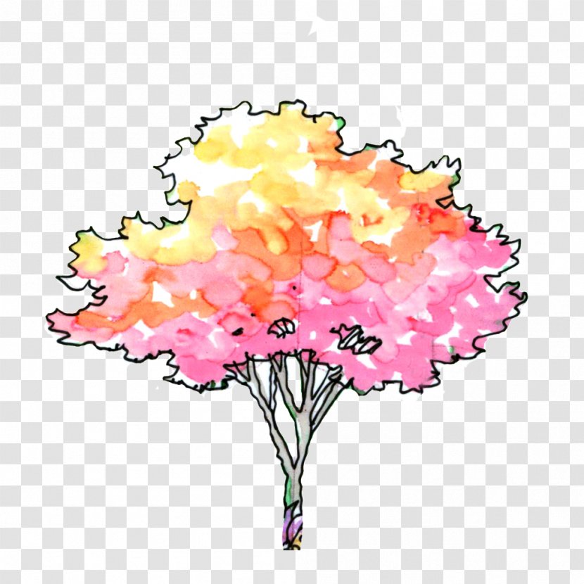 Cartoon Image Drawing Graphics Illustration - Flower Arranging - Beautiful Tree Transparent PNG