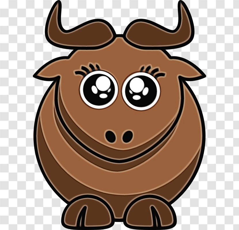 Cartoon Clip Art Bovine Brown Working Animal - Yak Bull Transparent PNG