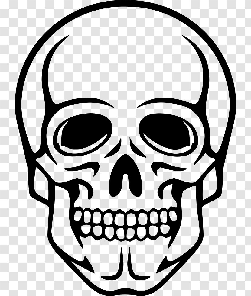 Human Skull Symbolism Skeleton Clip Art - Black And White Transparent PNG