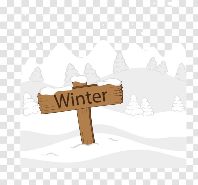 Snow - Hand - Vector Hand-painted Wooden Plaque Inserted In The Transparent PNG