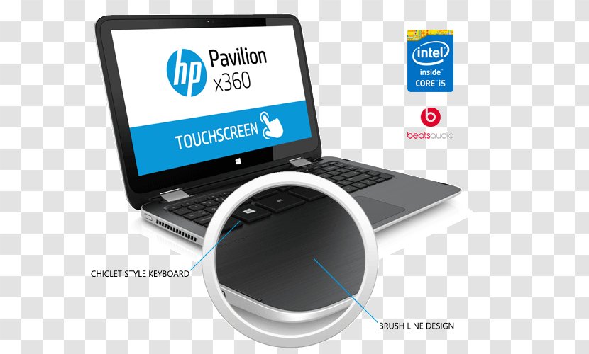 Laptop Hewlett-Packard HP EliteBook Pavilion Intel Core - I5 - Tablet Smart Screen Transparent PNG