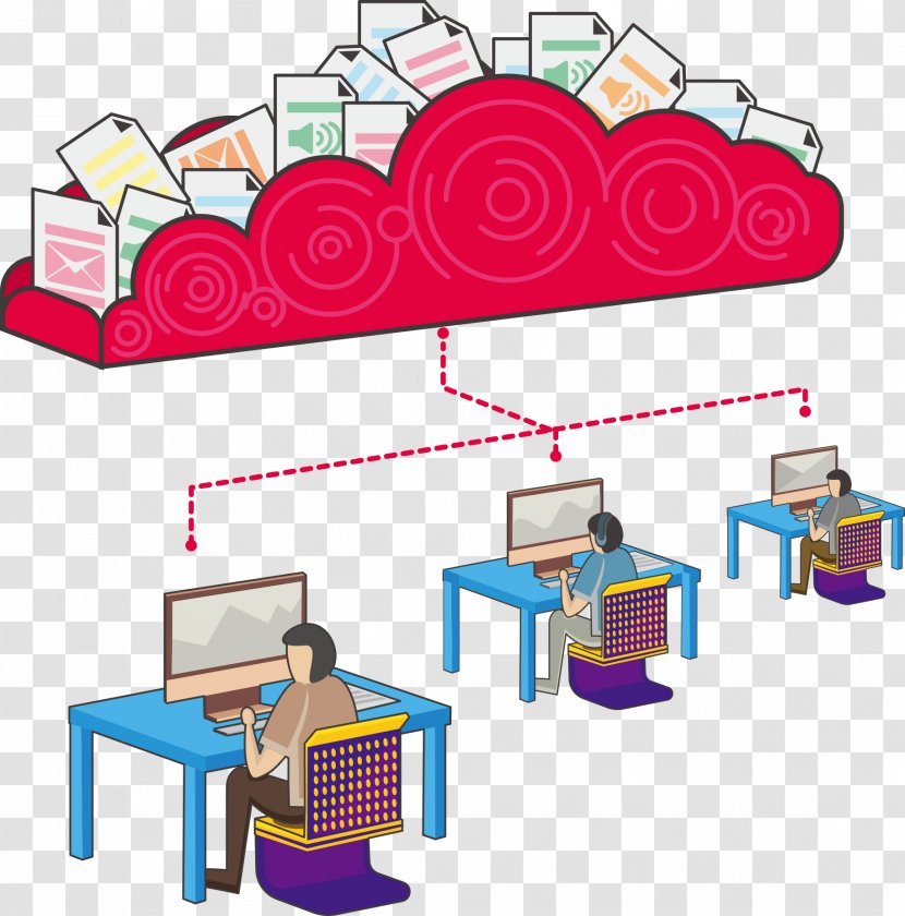 Cloud Computing Big Data Computer File - Vector Red Transparent PNG
