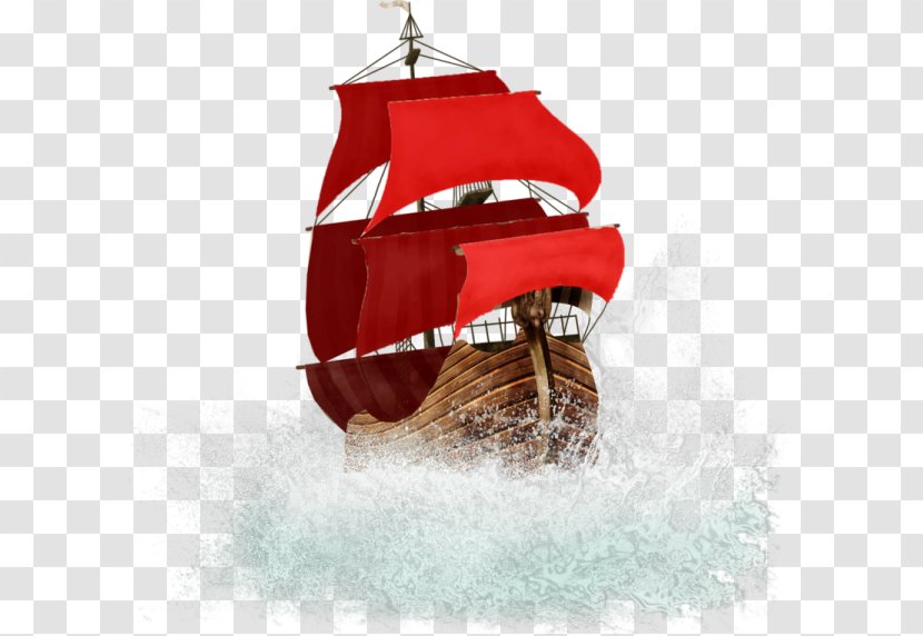 Sailing Ship Boat Clip Art - Designer - Red Wooden Sailboat Transparent PNG
