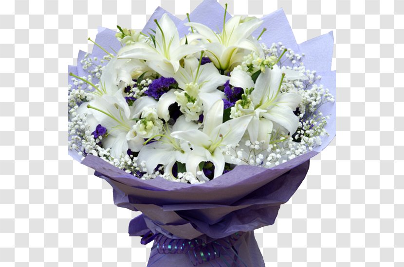 Nosegay Lilium White Gift Purple - Blomsterbutikk - Lily Lilac Packaging Transparent PNG