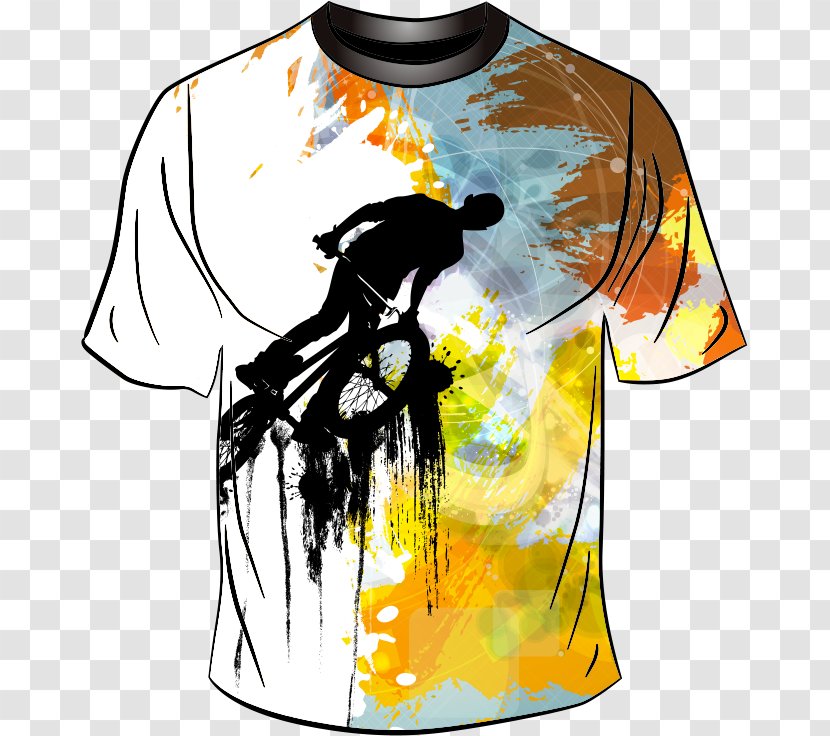 T-shirt Illustration - T Shirt - Vector Bicycle Apparel Printing Ink Transparent PNG