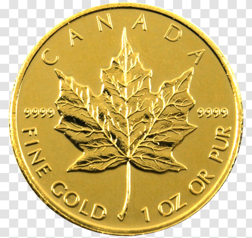 Silver Coin Canadian Gold Maple Leaf Canada - Bullion Transparent PNG