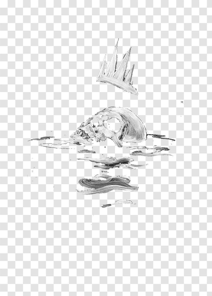 Duck Black And White Drawing Pattern - Water Bird - Skull Transparent PNG