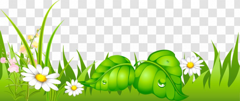 Clip Art - Flora - Grass With Daisies Ground Picture Transparent PNG