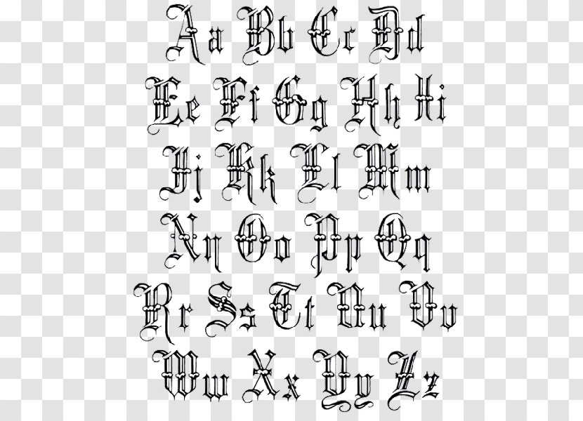 Lettering Old English Latin Alphabet Tattoo - Flash Transparent PNG
