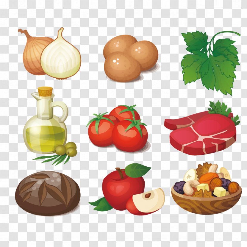 Raw Foodism Ingredient Clip Art - Cooking - Vector Fruits And Vegetables Transparent PNG