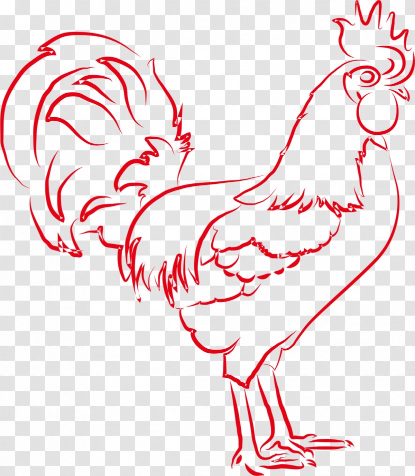 Chicken Paper Rooster Painting - Cartoon - Chinese New Year Red Transparent PNG