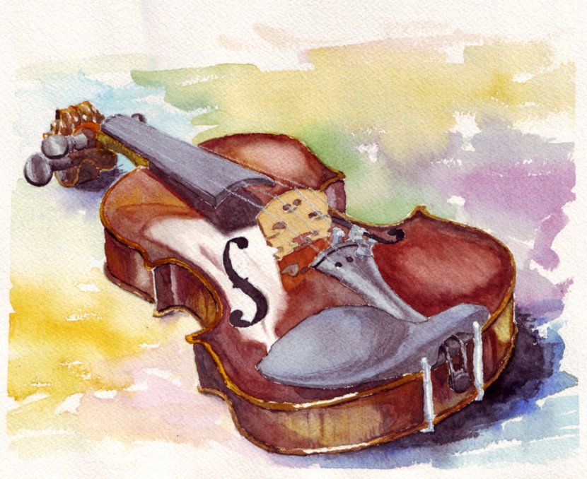 Violin Watercolor! Watercolor Painting Cello - String Instrument Transparent PNG