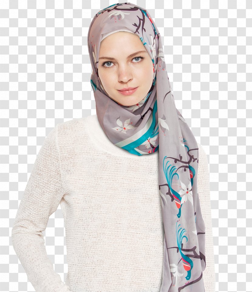 Hijab Scarf Headgear Bead Chiffon - Peach - Hijba Design Element Transparent PNG