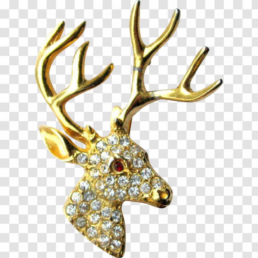 Brooch Reindeer Earring Jewellery Costume Jewelry - Antler Transparent PNG
