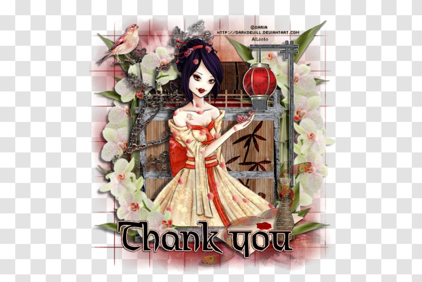 Douchegordijn Geisha Shower Curtain Doll - Clock - Thank You Tag Transparent PNG