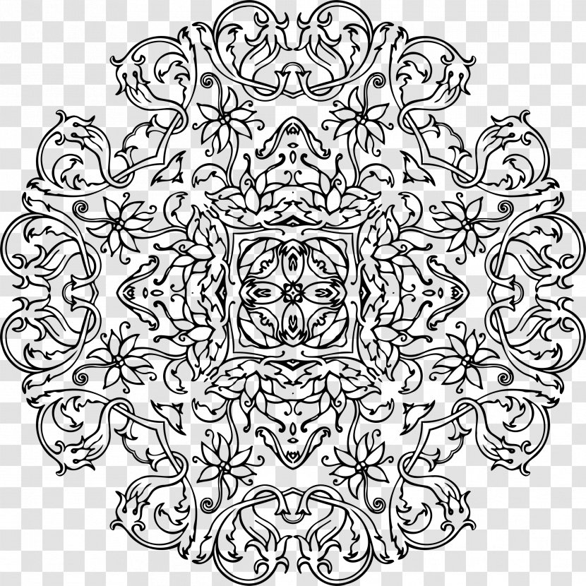 Ornament Black And White Visual Arts Drawing - Point - Islamic Transparent PNG