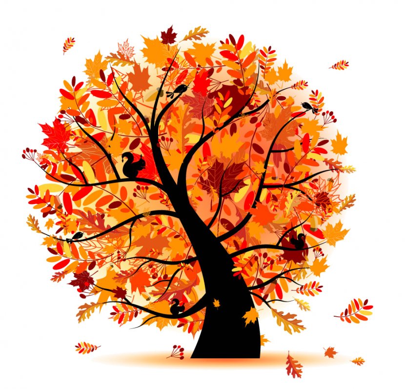 Autumn Tree Clip Art - Orange Transparent PNG