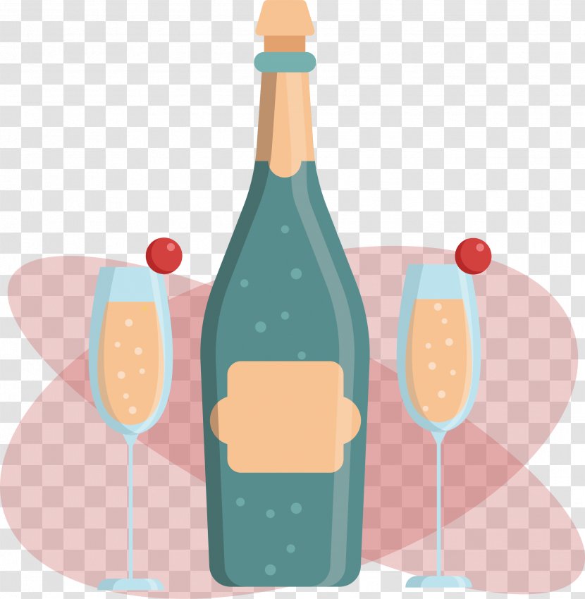 Champagne Drawing Cartoon Gift - Drinkware - Birthday Vector Transparent PNG