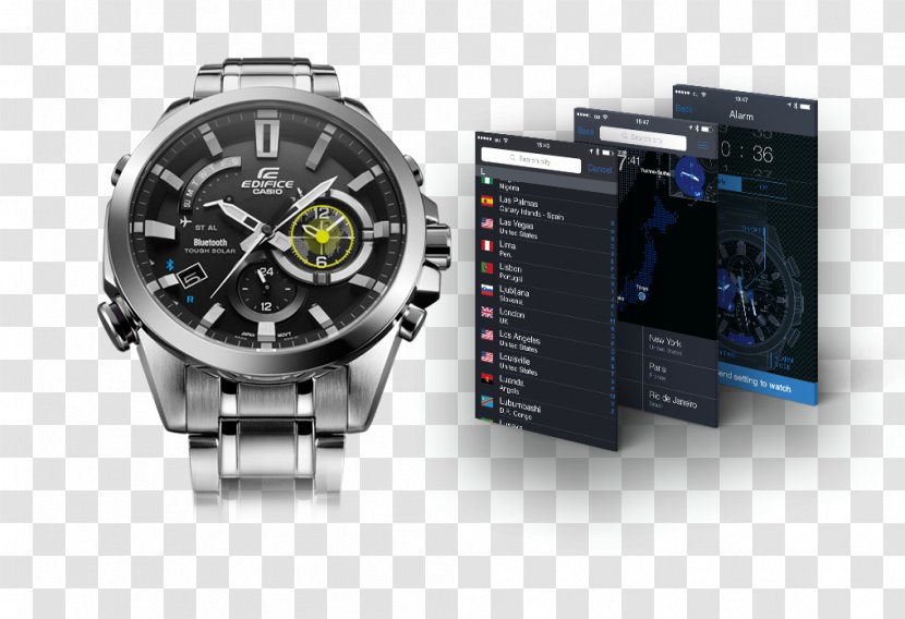Casio EDIFICE TIME TRAVELLER EQB-501 Watch Clock Tough Solar - Edifice - Smartphone Watches Transparent PNG