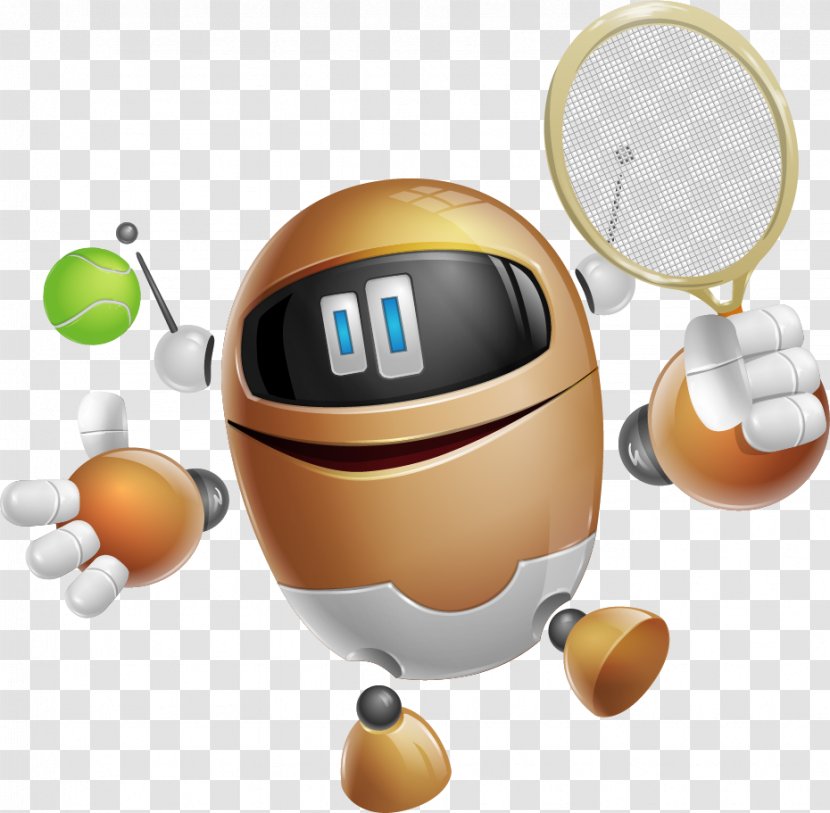Robot - 3d Computer Graphics - Play Tennis Yellow Transparent PNG