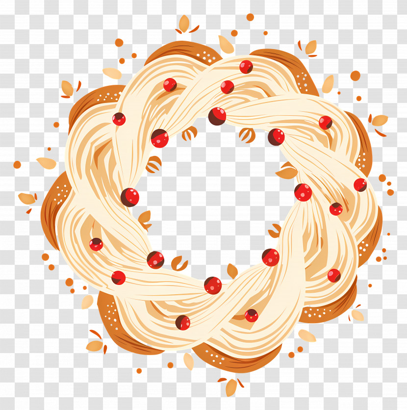 Spanish Christmas Bread - Braided Bread Wreath With Red Berries Transparent PNG