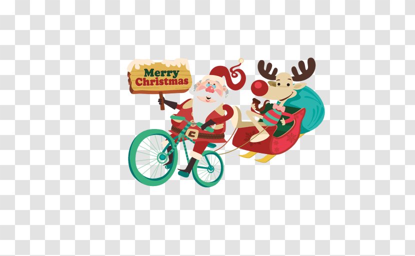 Santa Claus Christmas Bicycle Clip Art - Ornament - Sleigh Transparent PNG