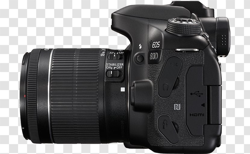 Canon EF-S 18–55mm Lens EOS 80D 24.2 MP Digital SLR Camera - Accessory - Black18-55mm IS STM EF MountCanon 80d Transparent PNG