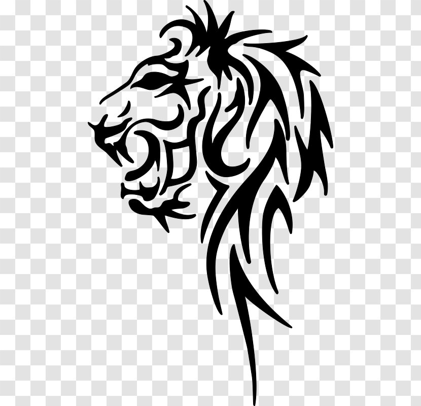 Lion Head Tribal Tattoo Design free image download