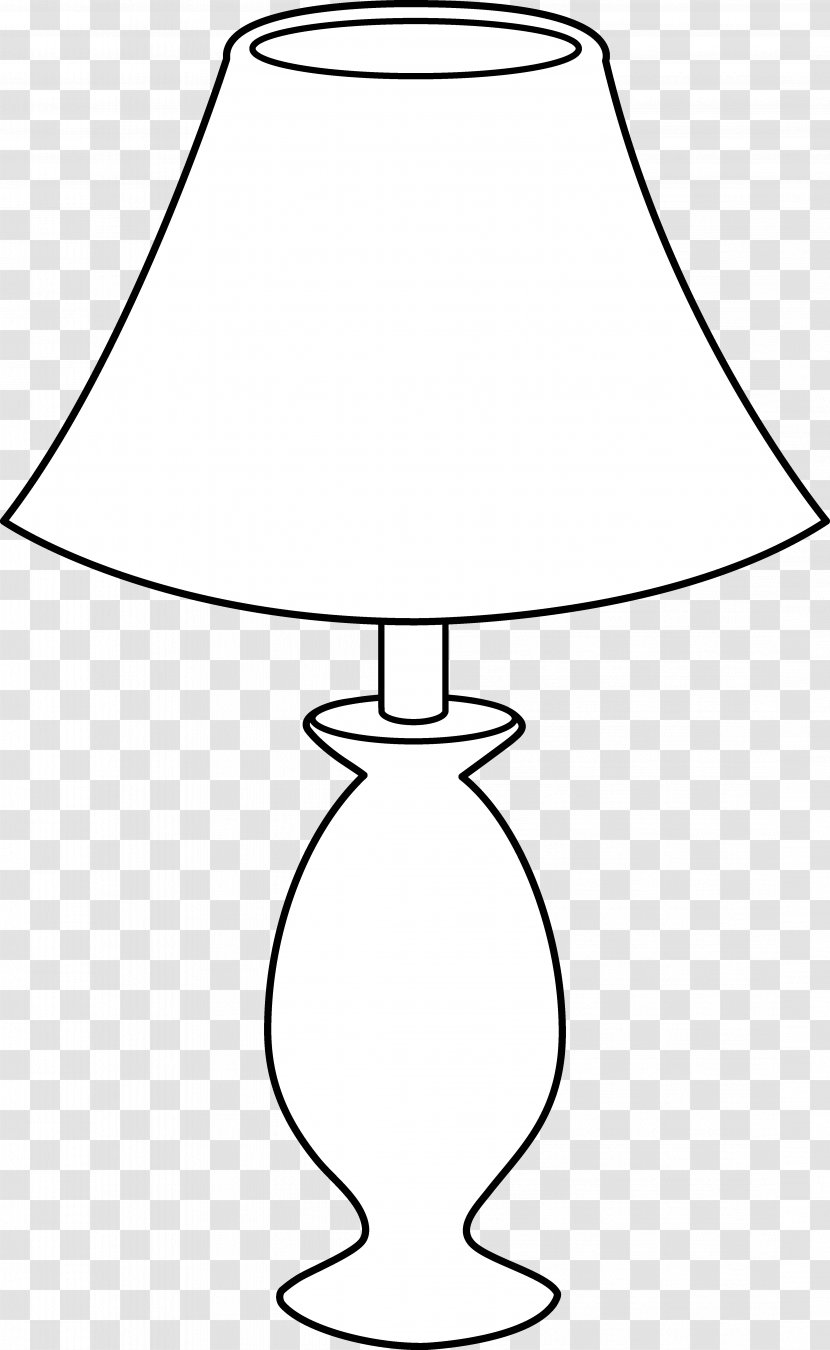 Table Lamp Black And White Incandescent Light Bulb Clip Art - Coloring Book Transparent PNG