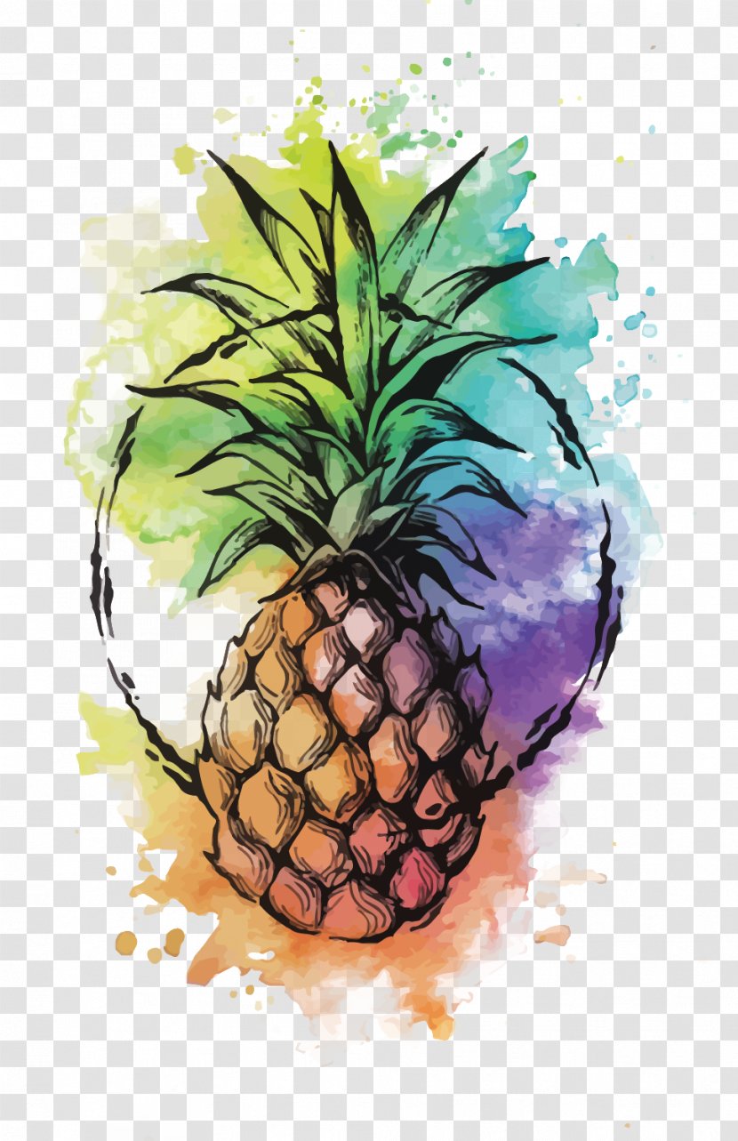 Pineapple Cocktail Watercolor Painting Punch Tattoo - Vector Transparent PNG