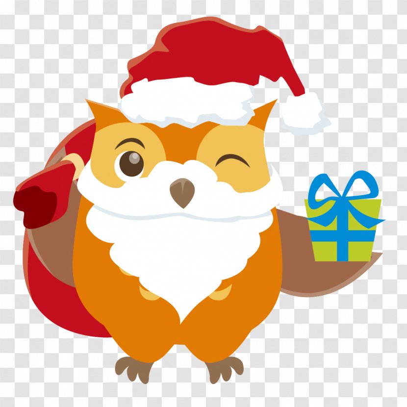 Santa Claus Gift Christmas Clip Art - Orange - Vector Owl Send Transparent PNG