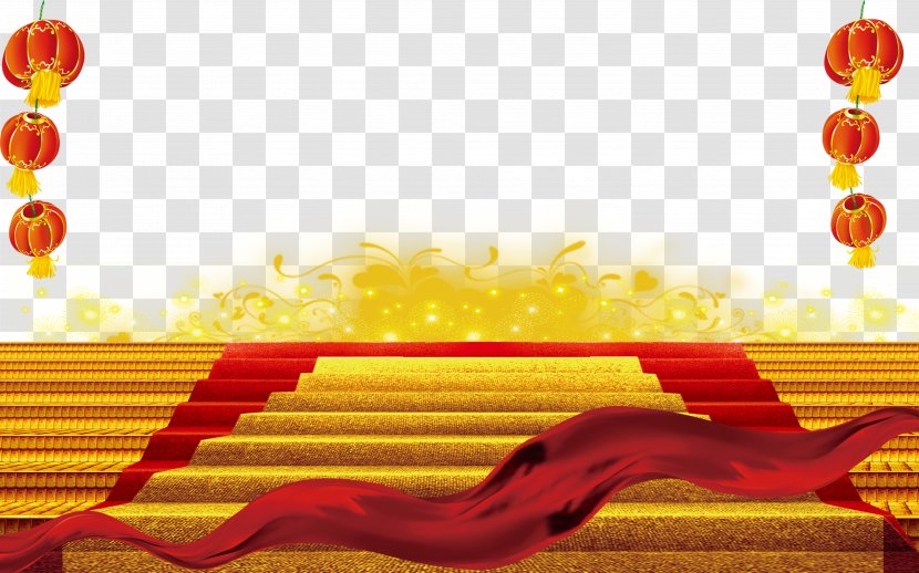 Carpet Stairs Icon - Red - Free Golden Ladder To Pull The Material Transparent PNG