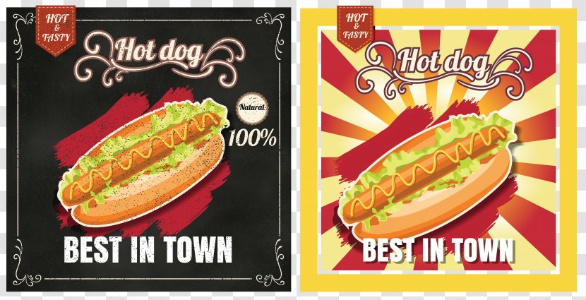 Hot Dog Hamburger Fast Food Pizza Menu - Snack - Vector Hand-painted Dogs Transparent PNG