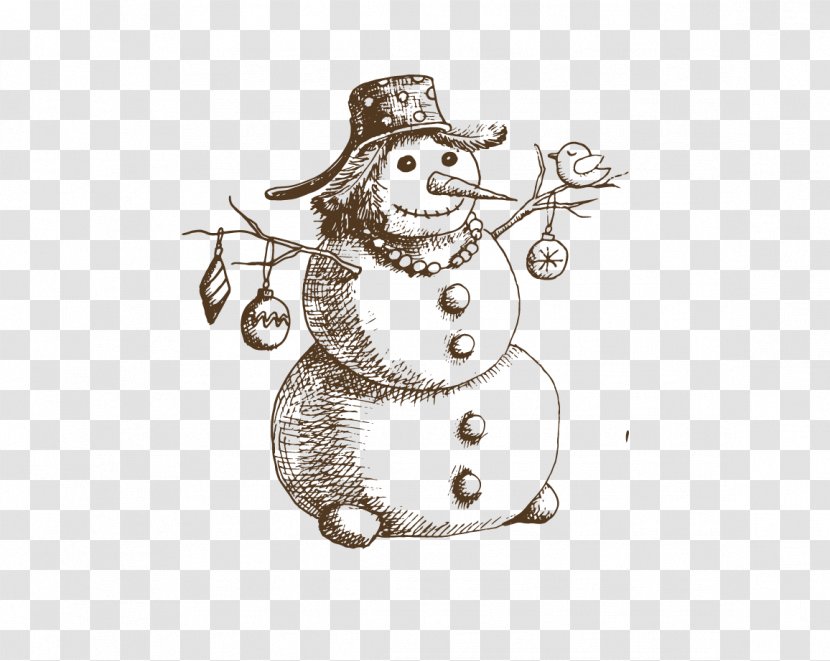 Snowman Christmas Drawing Illustration - Winter - Hand Drawn Transparent PNG