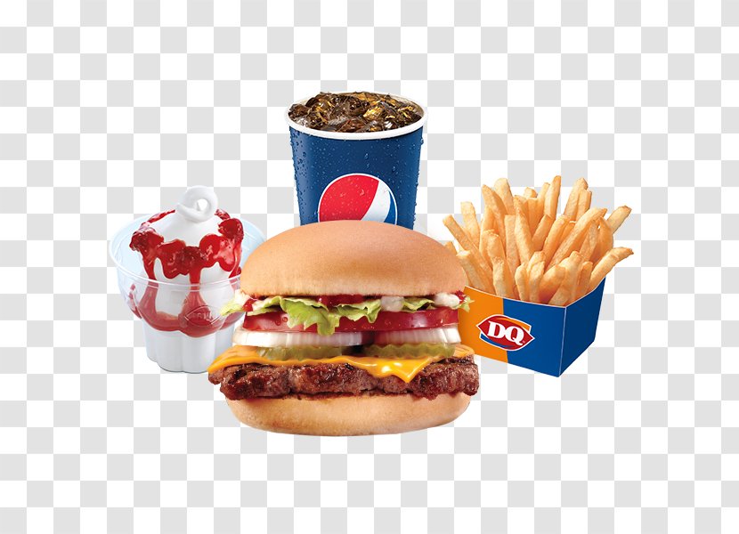 French Fries Buffalo Burger Cheeseburger Hamburger Fast Food - Dairy Queen - Junk Transparent PNG