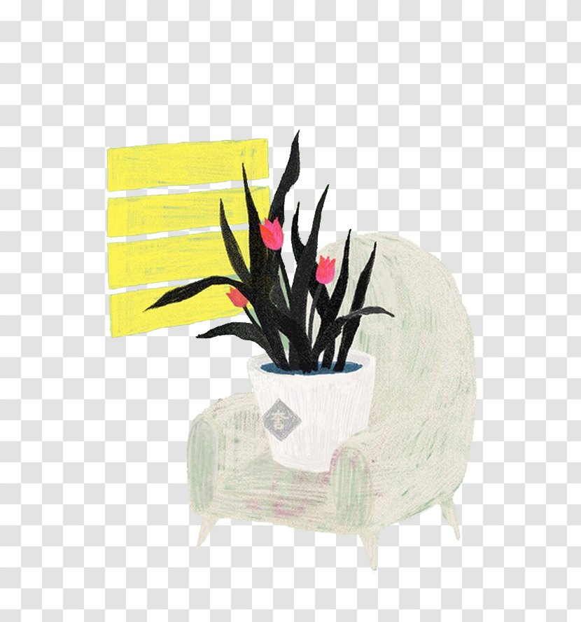 Tulip Flowerpot Illustration - Ornamental Plant - Pot Of Tulips Transparent PNG