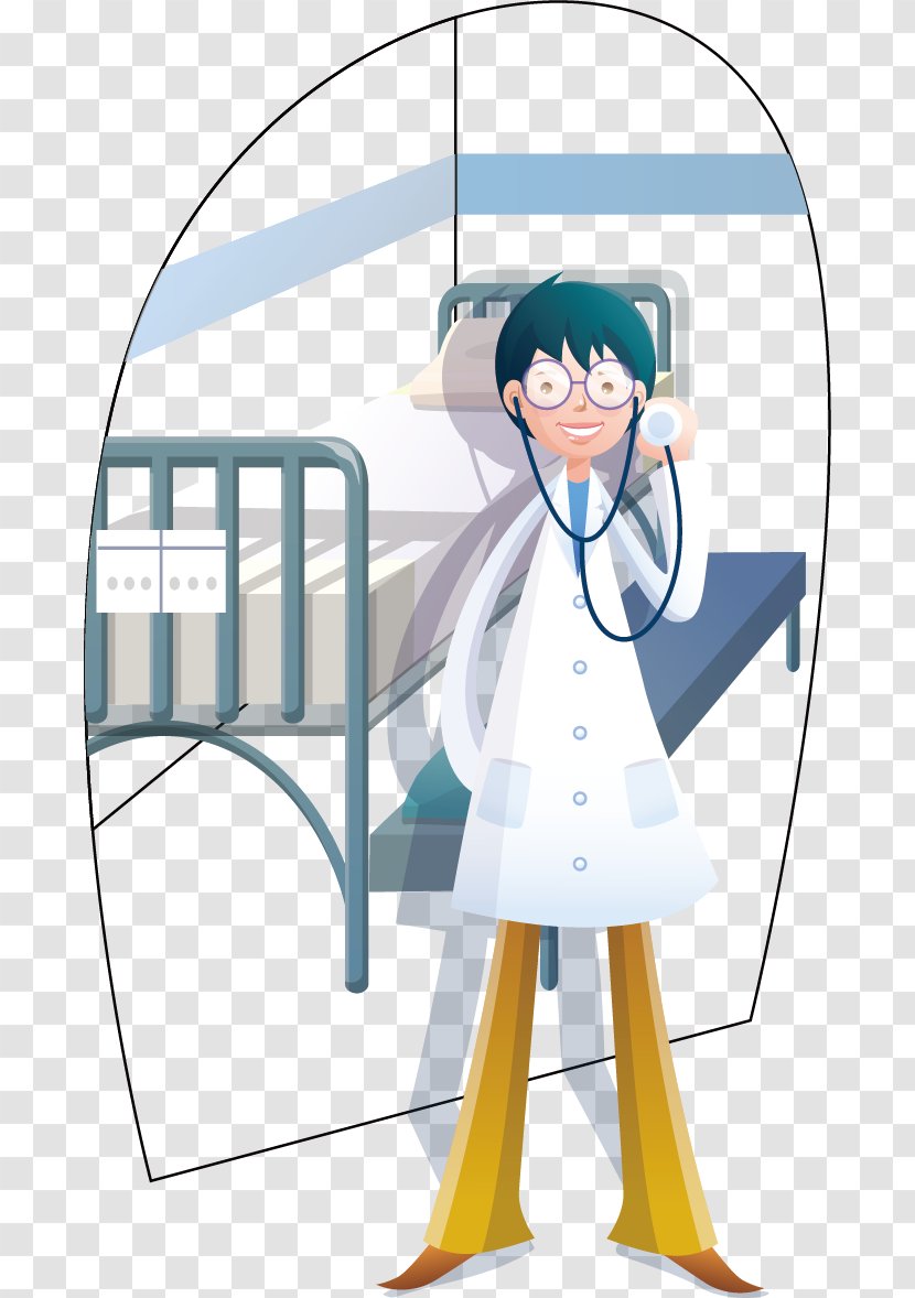 Stethoscope Physician Cartoon Illustration - Silhouette - Doctor Transparent PNG