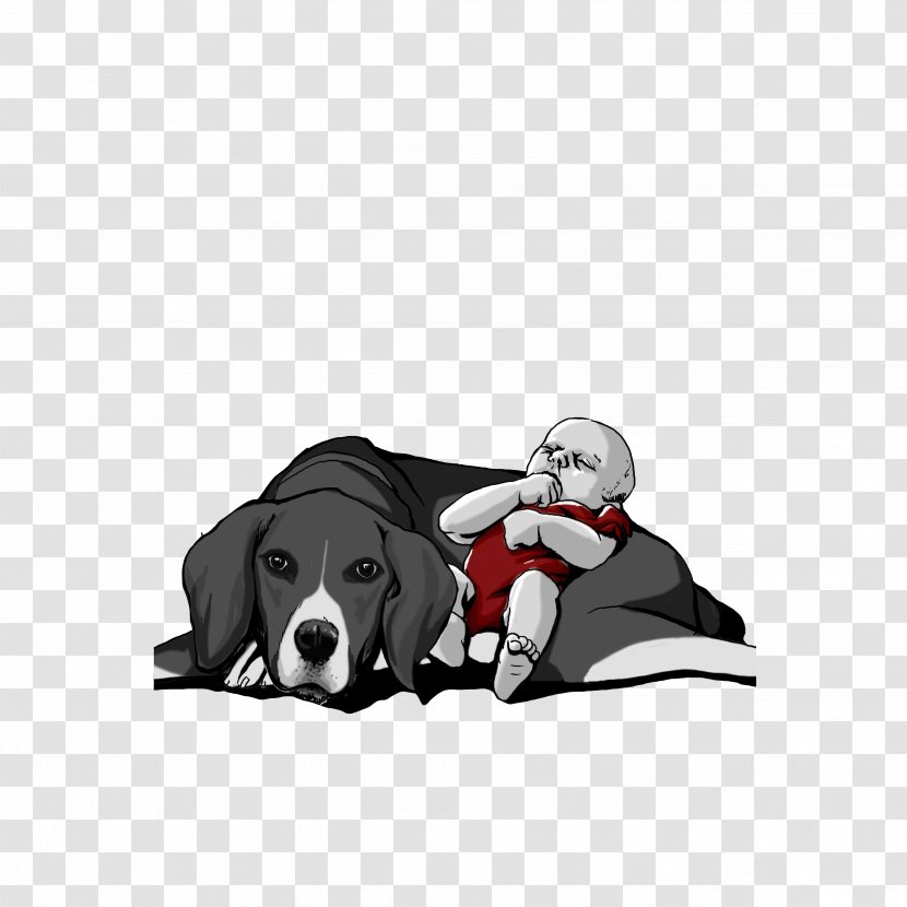 Dog Cartoon Puppy - Black And White - A Baby Sleeping On Big Transparent PNG