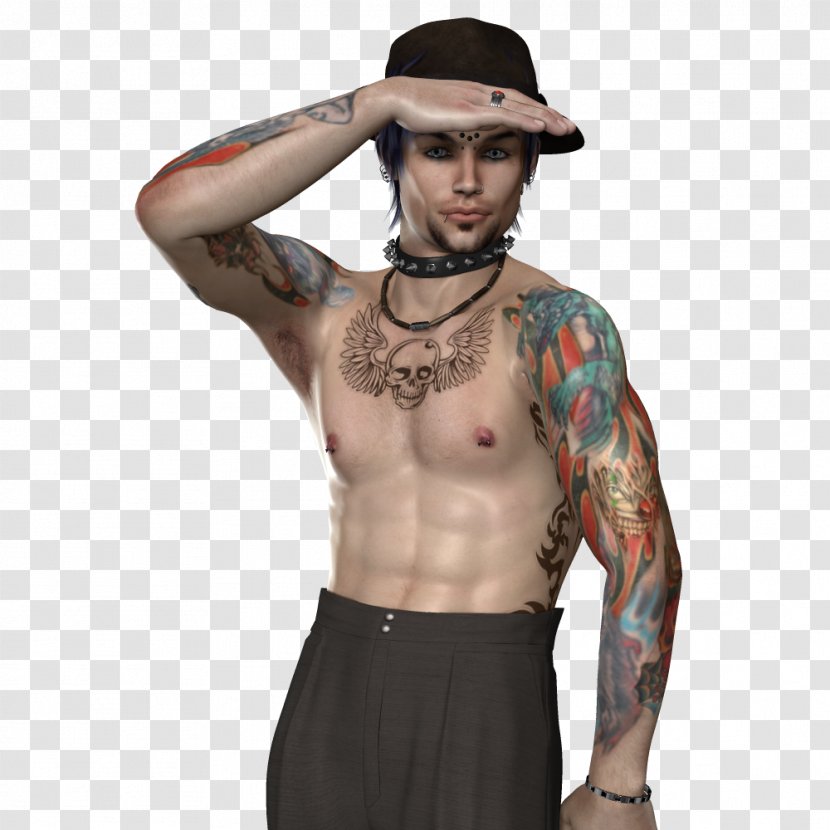 Barechestedness Headgear - Heart - Tattoo Man Transparent PNG