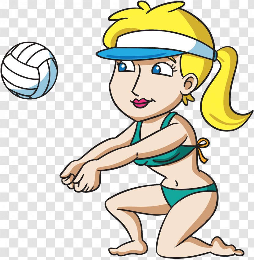 Beach Volleyball Woman Cartoon Clip Art - Frame - Volley Transparent PNG
