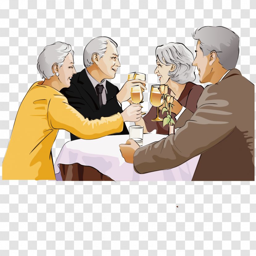 Tea Old Age Echtpaar Cartoon - Vector Characters Family Dining Transparent PNG
